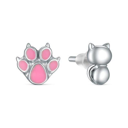 Серьги "Лапки" с эмалью из серебра 925 пробы