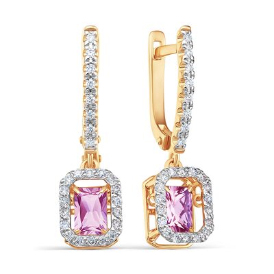 Серьги с топазами и бриллиантами из золота 585 пробы