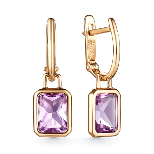 Серьги с аметистами из золота 585 пробы