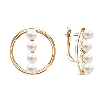 Серьги с жемчугом из золота 585 пробы