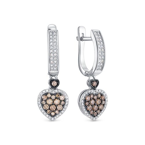 Серьги "Сердца" с бриллиантами из белого золота 585 пробы