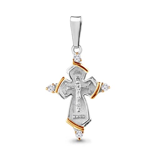 Крест православный с фианитами из серебра 925 пробы