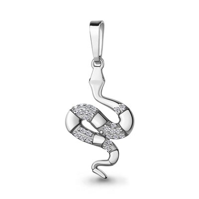 Подвеска "Змея" с фианитами из серебра 925 пробы