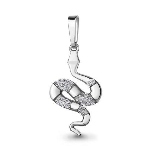 Подвеска "Змея" с фианитами из серебра 925 пробы