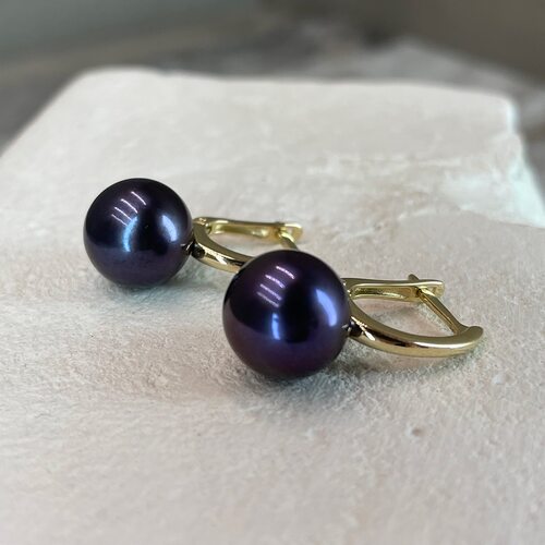 Серьги с жемчугом из желтого золота 585 пробы