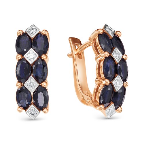 Серьги с сапфирами и бриллиантами из золота 585 пробы