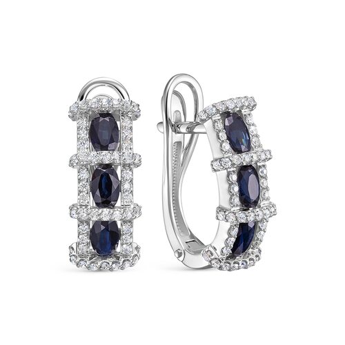 Серьги с сапфирами и бриллиантами из золота 585 пробы