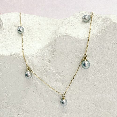 Колье с жемчугом из желтого золота 585 пробы