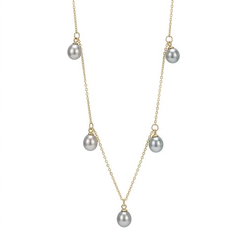 Колье с жемчугом из желтого золота 585 пробы