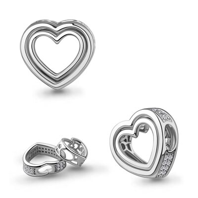 Подвеска "Сердце" с фианитами из серебра 925 пробы