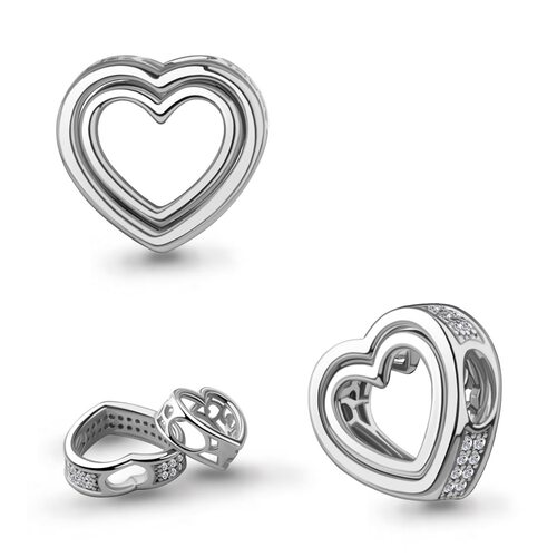 Подвеска "Сердце" с фианитами из серебра 925 пробы