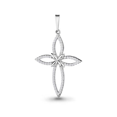 Декоративный крест с фианитами из серебра 925 пробы