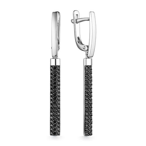 Серьги с черными бриллиантами из белого золота 585 пробы