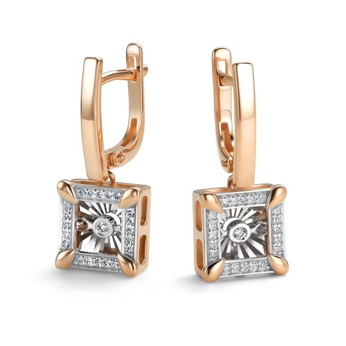 Серьги с танцующими бриллиантами из золота 585 пробы