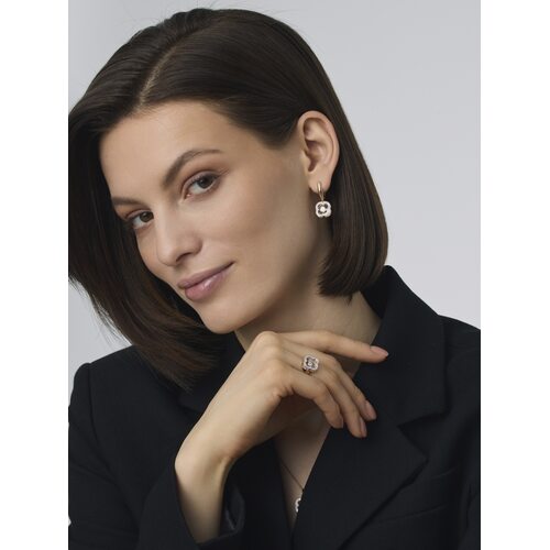 Серьги "Клевера" с танцующими бриллиантами из золота 585 пробы