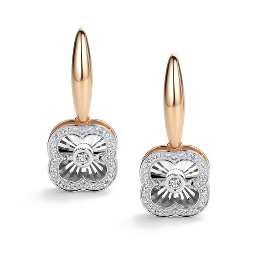 Серьги "Клевера" с танцующими бриллиантами из золота 585 пробы