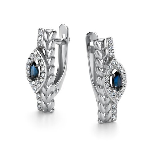 Серьги с сапфирами и бриллиантами из белого золота 585 пробы арт. 24369-202