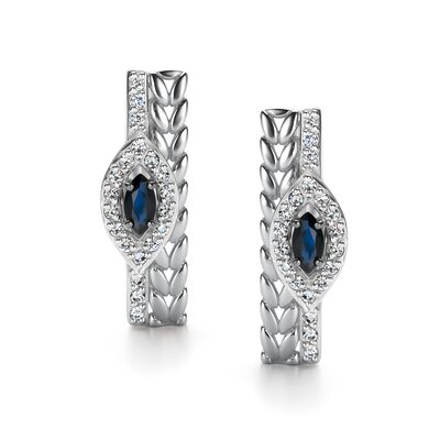 Серьги с сапфирами и бриллиантами из белого золота 585 пробы