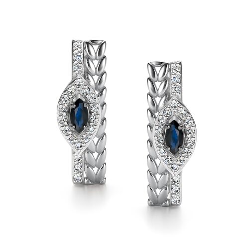 Серьги с сапфирами и бриллиантами из белого золота 585 пробы