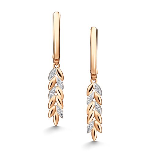 Серьги "Колосья" с бриллиантами из золота 585 пробы