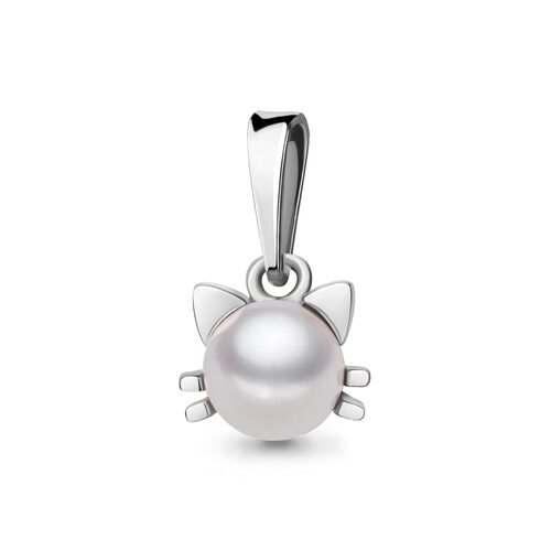 Подвеска "Котик" с имитацией жемчуга из серебра 925 пробы