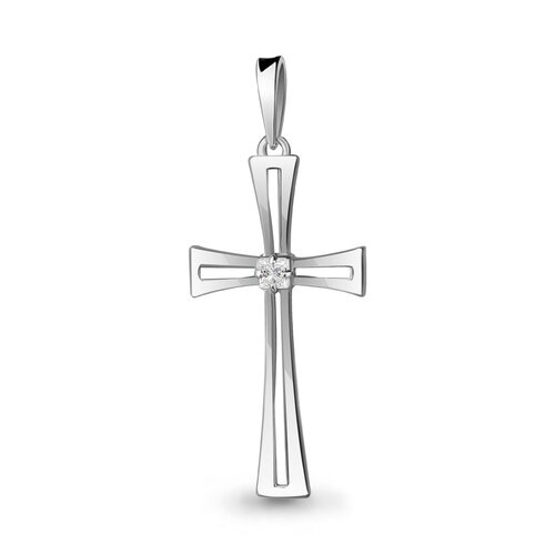 Декоративный крест с фианитом из серебра 925 пробы