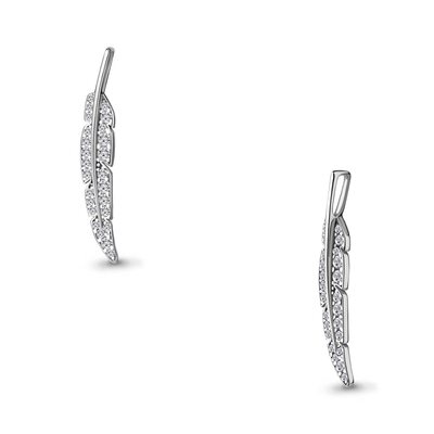 Подвеска "Перо" с фианитами из серебра 925 пробы