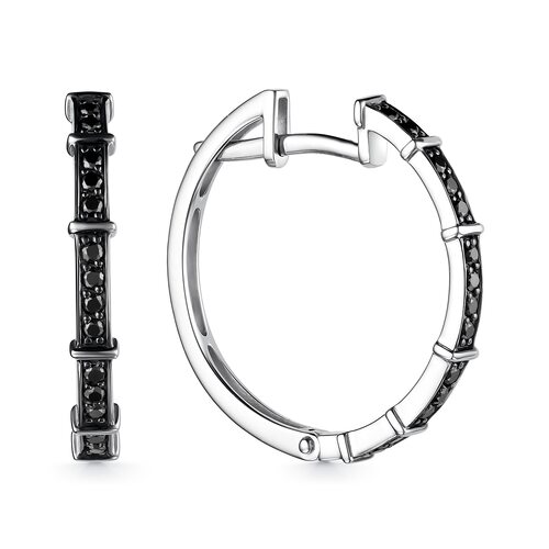 Серьги с черными бриллиантами из белого золота 585 пробы