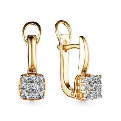 Серьги с бриллиантами из желтого золота 585 пробы