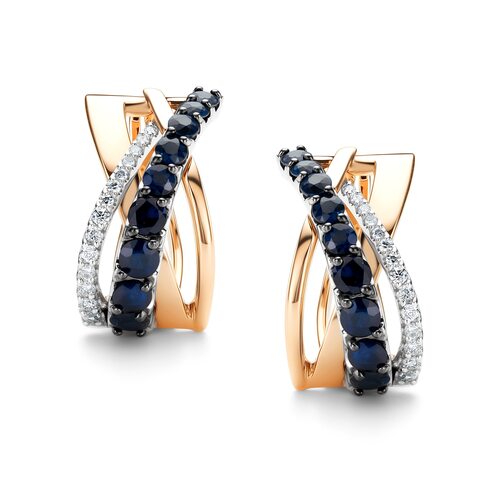 Серьги с сапфирами и бриллиантами из золота 585 пробы арт. 24777-102