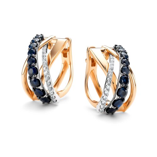 Серьги с сапфирами и бриллиантами из золота 585 пробы арт. 24777-102