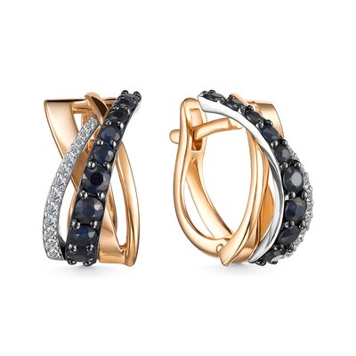 Серьги с сапфирами и бриллиантами из золота 585 пробы