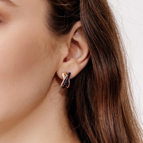 Серьги с сапфирами и бриллиантами из золота 585 пробы арт. 24777-102