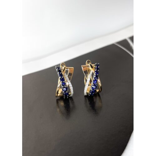 Серьги с сапфирами и бриллиантами из золота 585 пробы арт. 24777-102