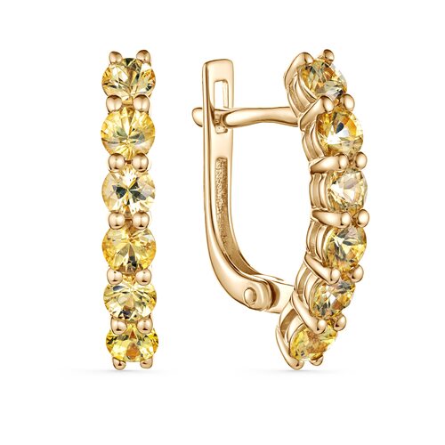 Серьги с сапфирами из желтого золота 585 пробы