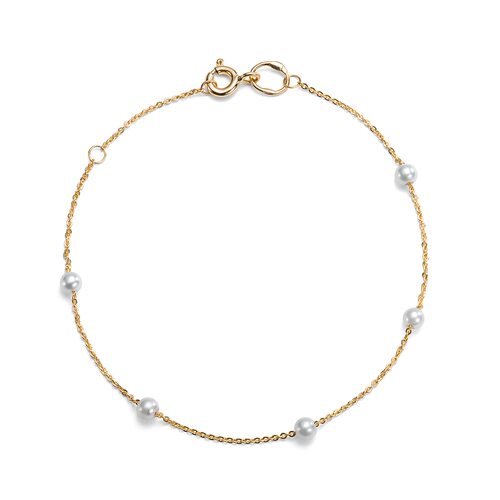 Браслет с жемчугом из желтого золота 585 пробы