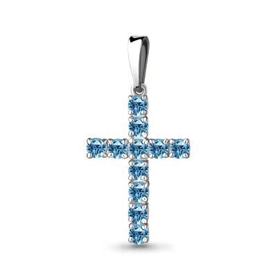 Декоративнный крест  с топазами из белого золота 585 пробы