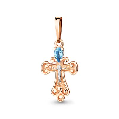 Крест православный с топазом из золота 585 пробы