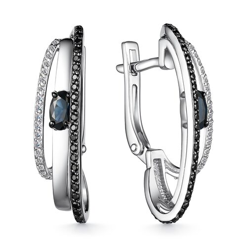 Серьги с сапфирами и бриллиантами из белого золота 585 пробы