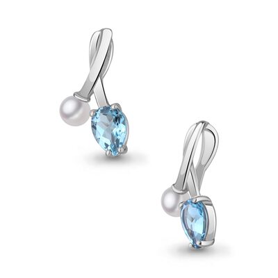 Подвеска с топазом и жемчугом из серебра 925 пробы