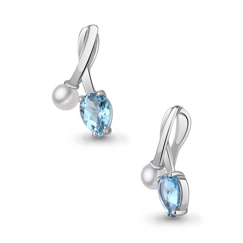 Подвеска с топазом и жемчугом из серебра 925 пробы