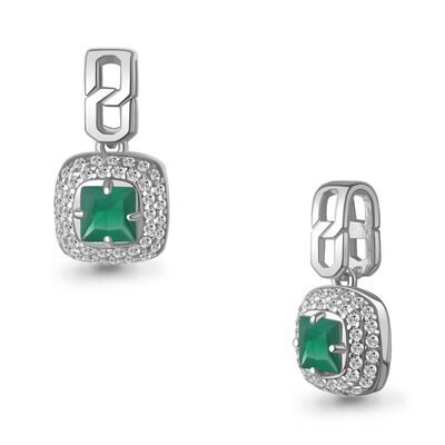 Подвеска с агатом и фианитами из серебра 925 пробы