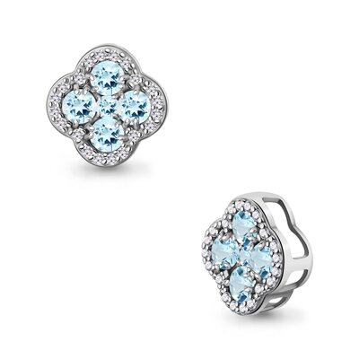 Подвеска "Клевер" с топазами и фианитами из серебра 925 пробы