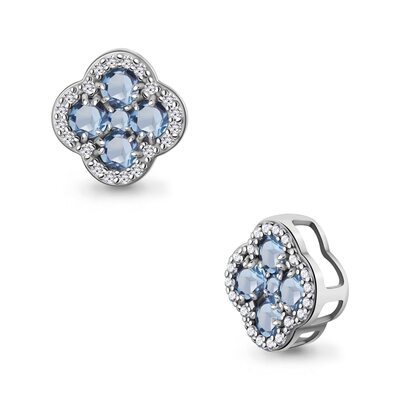 Подвеска "Клевер" с топазами и фианитами из серебра 925 пробы