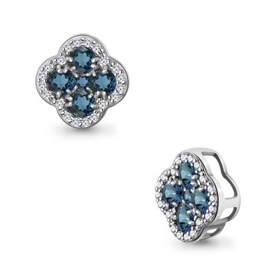 Подвеска "Клевер" с топазами и фианитами из серебра 925 пробы