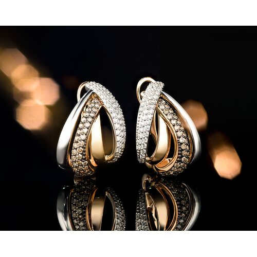 Серьги с бриллиантами из золота 585 пробы