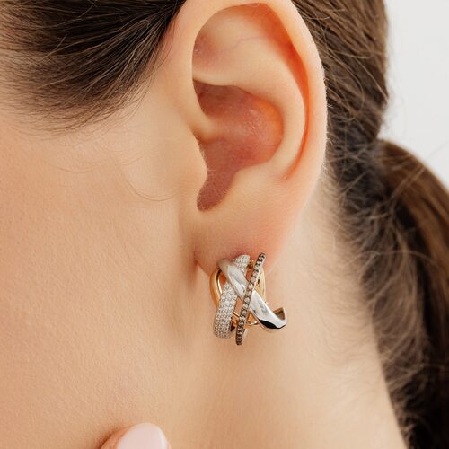 Серьги с бриллиантами из золота 585 пробы