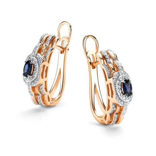 Серьги с сапфирами и бриллиантами из золота 585 пробы