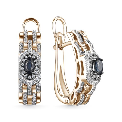 Серьги с сапфирами и бриллиантами из золота 585 пробы