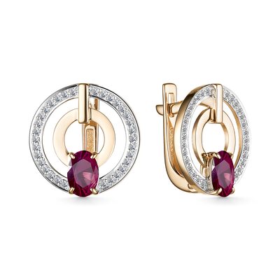 Серьги с рубинами и бриллиантами из золота 585 пробы